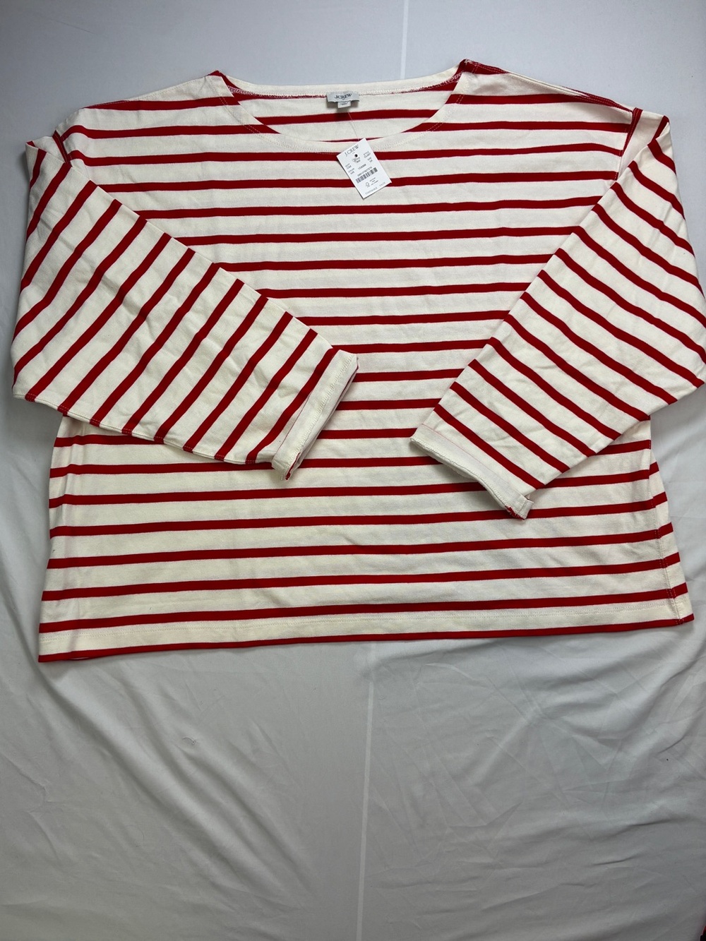 J. Crew Red & White Striped Long-Sleeve Tee NWT